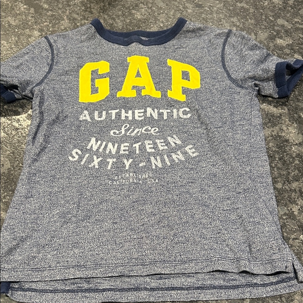 GAP Kids Blue Tee with Yellow and White Graphics